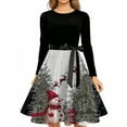 thumbnail image 4 of Women's Fashionable and Elegant Autumn and Winter Long Sleeved Round Neck Christmas Print Dress, Festive Holiday Wear for Casual and Party Occasions,White,M, 4 of 5