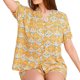 thumbnail image 1 of Mujeres Manga Larga Tops Casual Colección de Verano Impreso Manga Corta Y Pantalones Cortos Pijama Conjunto con Poliéster Suave, Delgado Suelto de Gran Tamaño de Uso Casero, 1 of 8