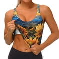 thumbnail image 3 of Gukieu Sunset Sky Sunflower Print Women's Sports Vest, Low-neck U-shaped Removable Pad Sports Bra for Yoga, Exercise, Dance-X-Large, 3 of 8