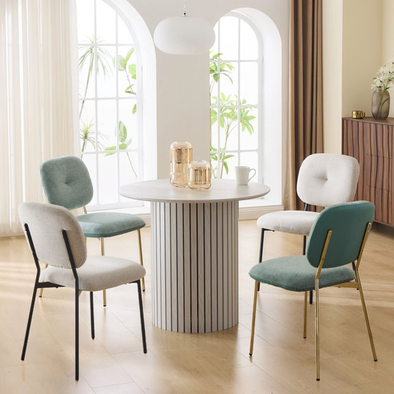 Euroco 5-Piece Round Dining Table Set for 4 ,Modern Dining Room Table and Chairs Set with Metal Legs for Small Space