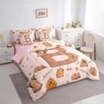 thumbnail image 2 of Erosebridal Cute Capybara Kid Bedding Comforter Set, Brown Letter B King Bedding Sets, Pink Reversible, 7-Piece, 2 of 7