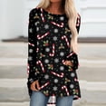 thumbnail image 1 of Nouveaux Hauts pour Femmes 2023 Manches Longues Col Rond Blouse Ample Chemises Imprimées de Noël Coupe Décontractée Chandail en Molleton Oversize pour Femmes, 1 of 5