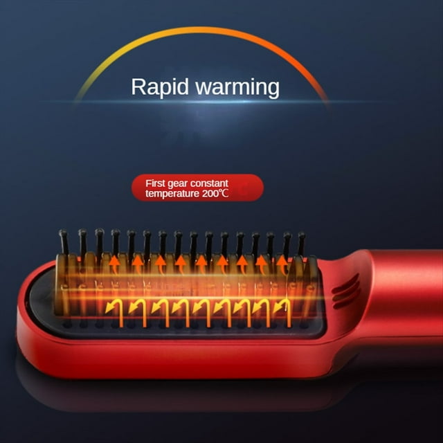 Plancha de Pelo Inalámbrica, Peine Caliente USB Profesional, Herramienta de Peinado para Alisar y Rizar el Cabello con Calentamiento Rápido,B