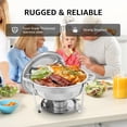 thumbnail image 2 of EVGTTI 2 Pack Round Chafing Dish Buffet Set, 5QT Stainless Steel Chafing Dish, Chafers and Buffet Warmer Sets for Wedding, Rolled-Edge Design, 2 of 6