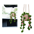 thumbnail image 6 of Rearview Mirror Pendant Cute Potted Plants Crochet Car Mirror Hand Knitted Plant Hanging Ornaments Car Accessories A, 6 of 6