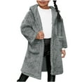 thumbnail image 2 of Hicidod Kids Fleece Jacket Hooded Faux Fur Long Winter Sherpa Coats Fashion Solid Soft Cozy Thick Warm Girls Outerwear, 2 of 6