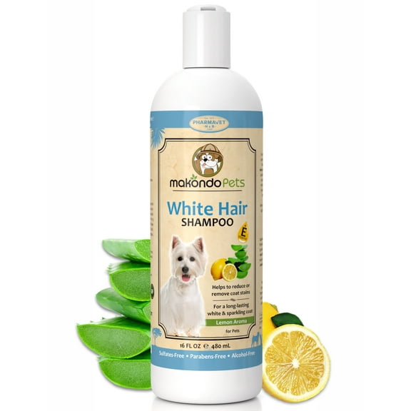 Makondo Pets Natural Coat Whitening Foam Shampoo for Dogs, Lemon Scent, 16 fl oz Bottle