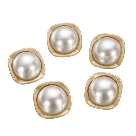 Uxcell 5pcs 28L Pearl Gold Metal Sewing Buttons 18mm 11/16" Round Women Coat Buttons with Plastic Shank Replacement DIY Button for Sewing Clothing Sweater Decoration Craft, #5
