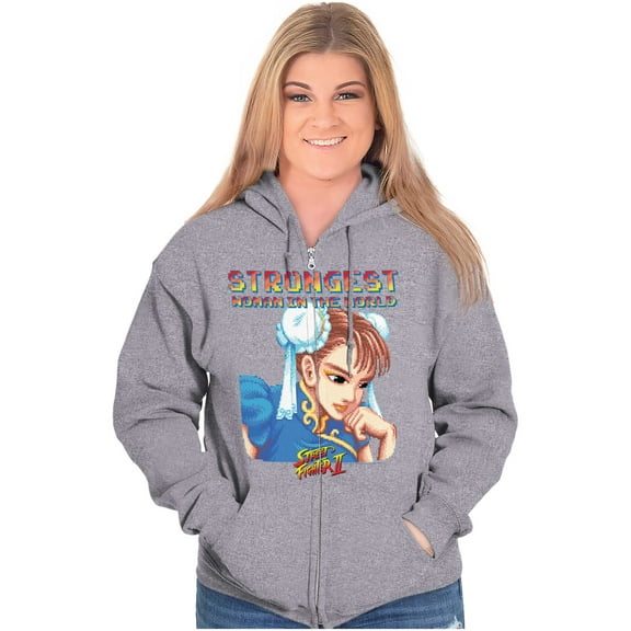 Chun Li Strong Feminist Girl Power Zip Hoodie Sweatshirt Women Brisco Brands S