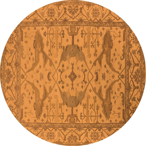 Ahgly Company Indoor Round Oriental Orange Industrial Area Rugs, 7' Round