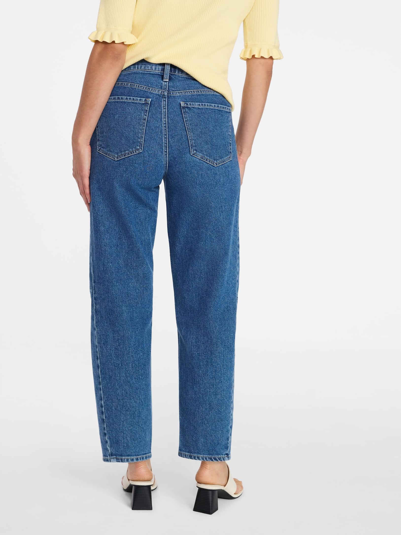 Time and Tru Women's High Rise Barrel Jeans, 28" Inseam, Sizes 0-20