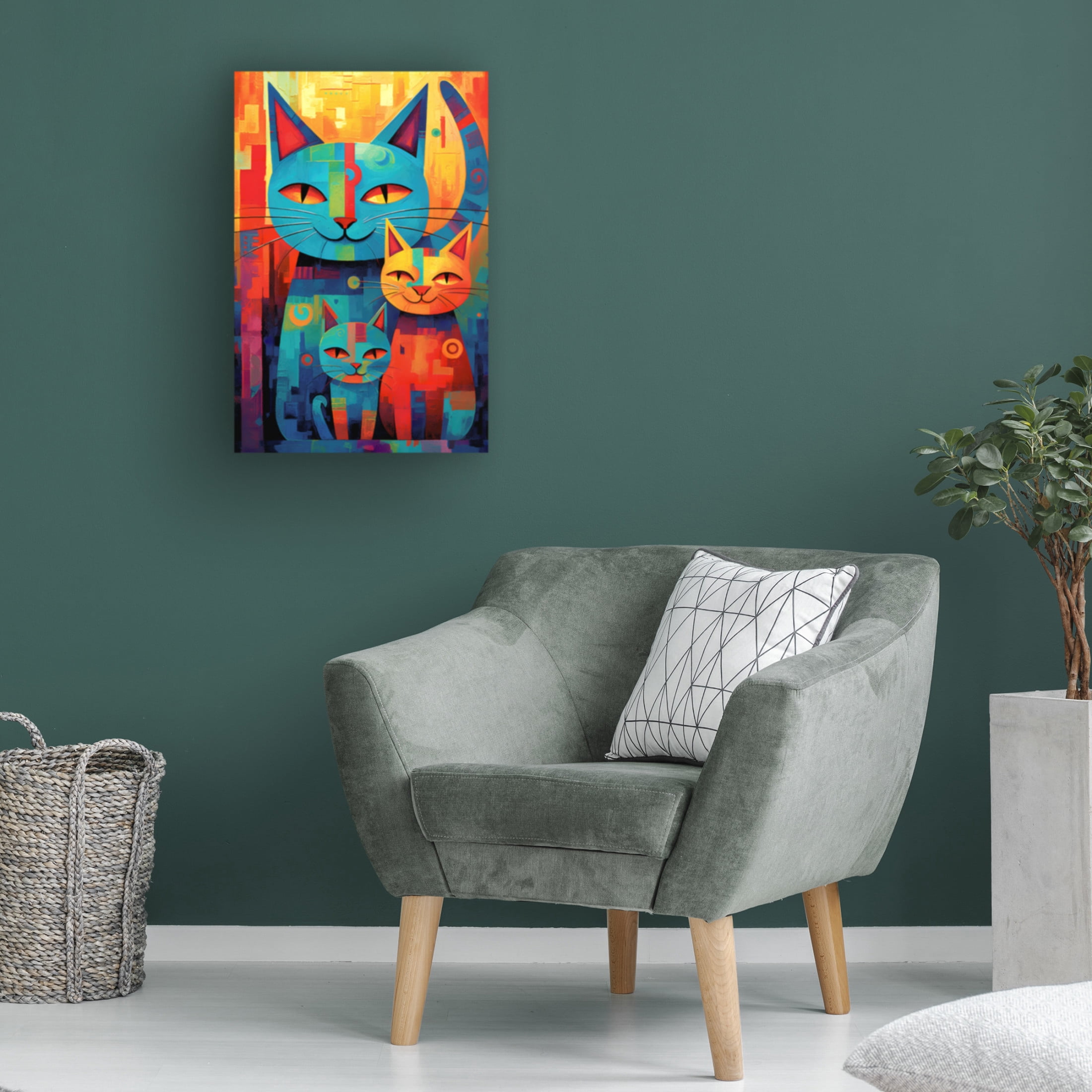 Canvas Wall Art - Ray Heere 'Colorful Cat 7' Wall Art for Living Room, Bedroom, or Office Décor by Trademark Fine Art - 12 x 19 Inches