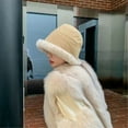 thumbnail image 3 of Nvzi Gorro de lana para mujer, gorro de punto con forro polar, cálido, de invierno, con visera, color caqui, 3 of 3