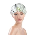 thumbnail image 3 of Kll Vintage Wood With Floral Pattern Shower Cap & Bath Cap For Women,Reversible Oversized Waterproof Shower Caps For All Hair Lengths,Elastic Reusable Bathing Hair Cap, 3 of 9