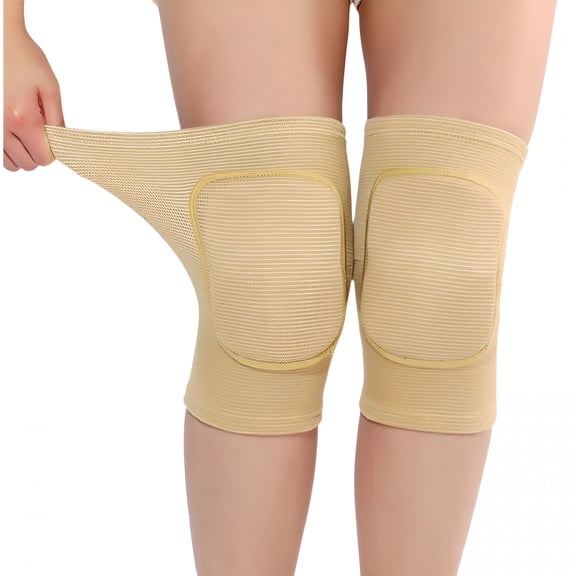 XIRQI Men Women Protective Knee Pads, -Slip Padded Sponge Knee Brace Knee Support for Football Volleyball Dance Skating Basketball Sports (Large,Nude)