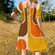 thumbnail image 5 of Vestido de manga corta con diseño geométrico retro 624, vestidos elegantes para mujer, vestidos de novia, vestido, 5 of 7