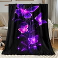 thumbnail image 2 of 1pc Luxurious Purple Butterfly Flannel Blanket, Ultra-Soft Warm 280GSM Plush Throw for Couch Bed Travel Camping, Elegant Home Decor Gift in 3 Sizes, All-Season Cozy Bed Cover, 2 of 11