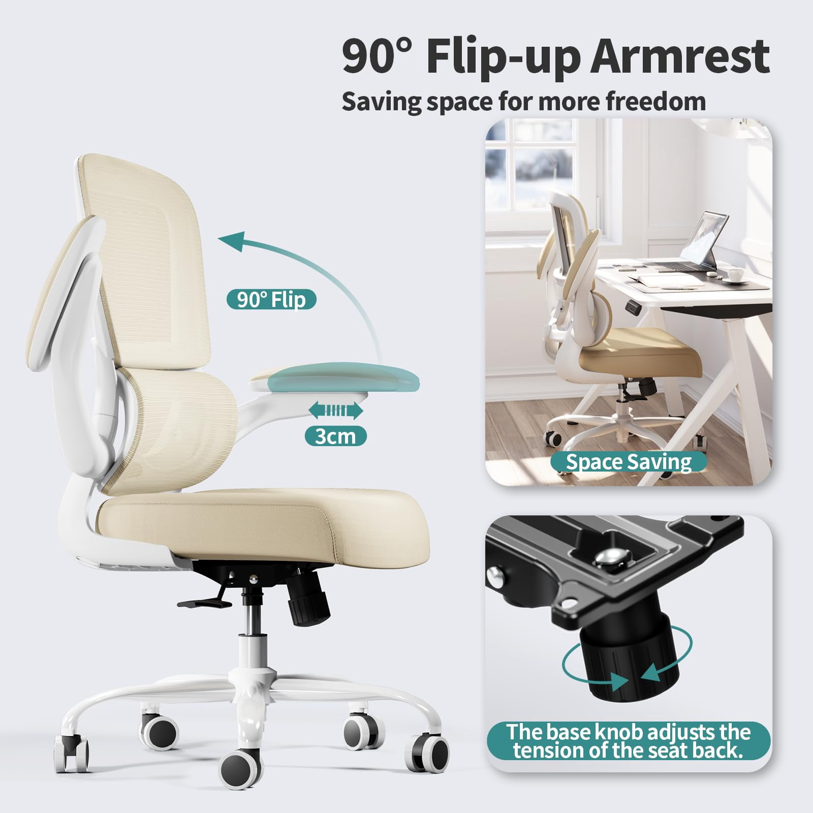 Office Chair - Ergonomic Desk Chair with Adjustable Lumbar Support, Mesh Computer Chair, Executive Chairs for Home Office Comfortable Lumbar Support (Black)