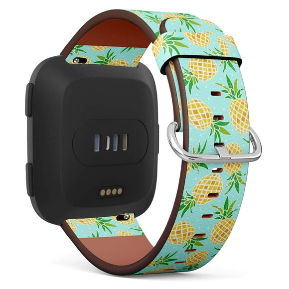 Compatible with Fitbit Versa/Versa 2 / Versa LITE/Leather Watch Wrist Band Strap Bracelet with Quick-Release Pins (Pineapple)
