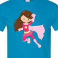thumbnail image 4 of Inktastic Superhero Girl, Cute Girl, Brown Hair, Pink Cape T-Shirt, 4 of 5