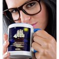 thumbnail image 2 of 3drose, a Nautical Dream - Smudgeart Ship Art, 11oz Two-tone Blue Mug, 2 of 6