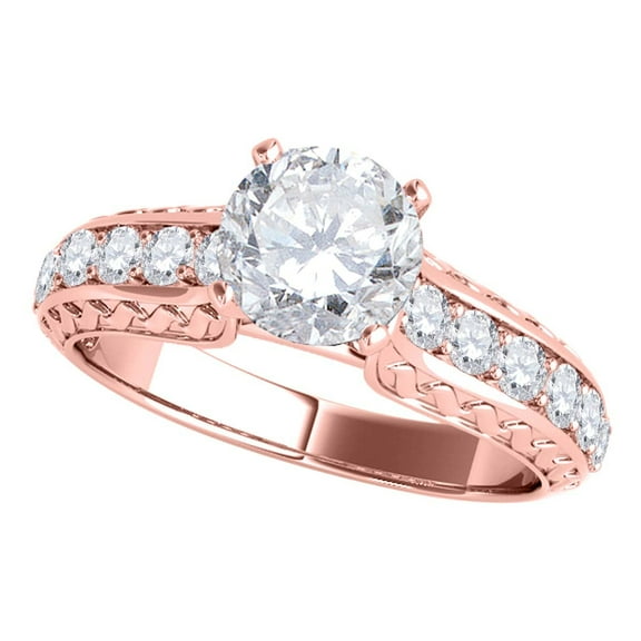 Mauli Jewels Engagement Rings for Women 1.00 Carat Diamond Hand-Crafted Engagement Wedding Ring Prong-Setting 10K Rose Gold