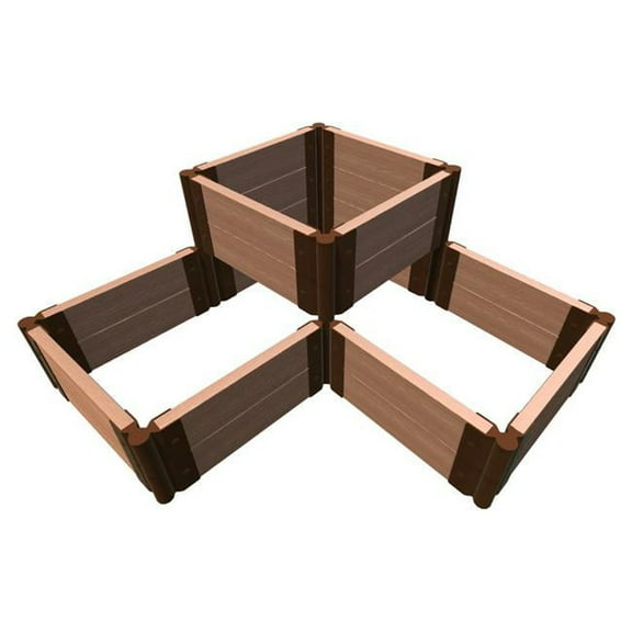 Frame It All TOOL-FREE CLASSIC SIENNA 'CHATEAU MARMONT' 4' X 4' 4-LEVEL RAISED GARDEN BED (TERRACED) - 2" PROFILE