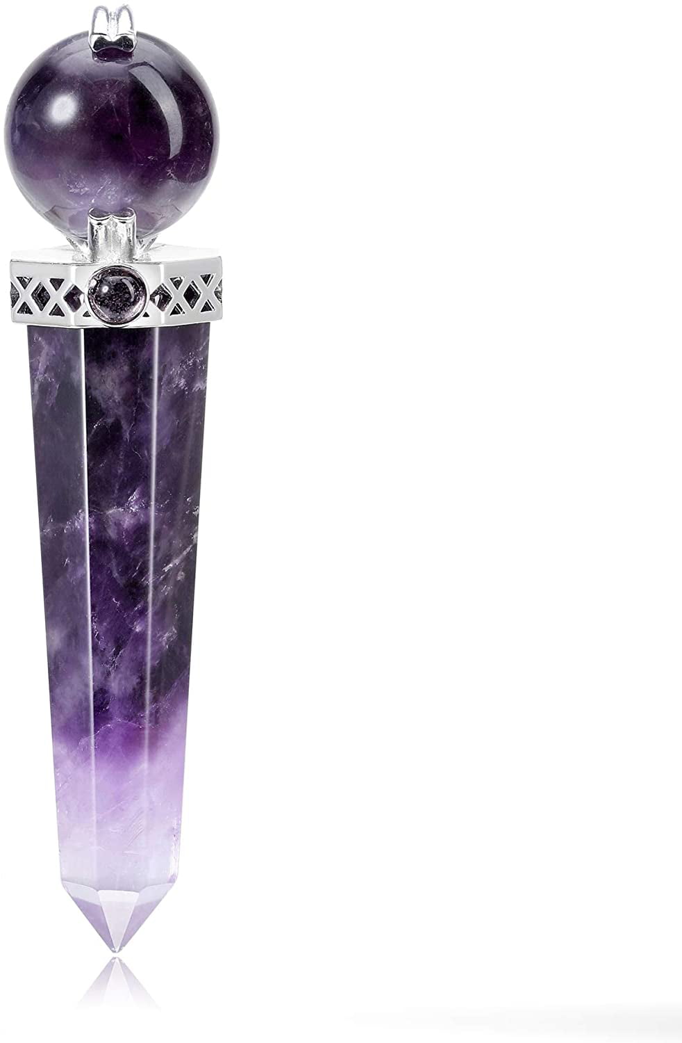 JUST IN STONES Natural Amethyst Gemstone Crystal Hexagonal Pointed Reiki Chakra Faceted Prism Wand Stone Home Decor 
