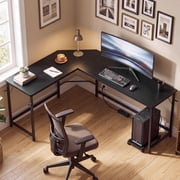 EDX Stylish L-shaped desk optimizes space, boosts productivity with ample dual-surface workspace and ergonomic modern design, Black
