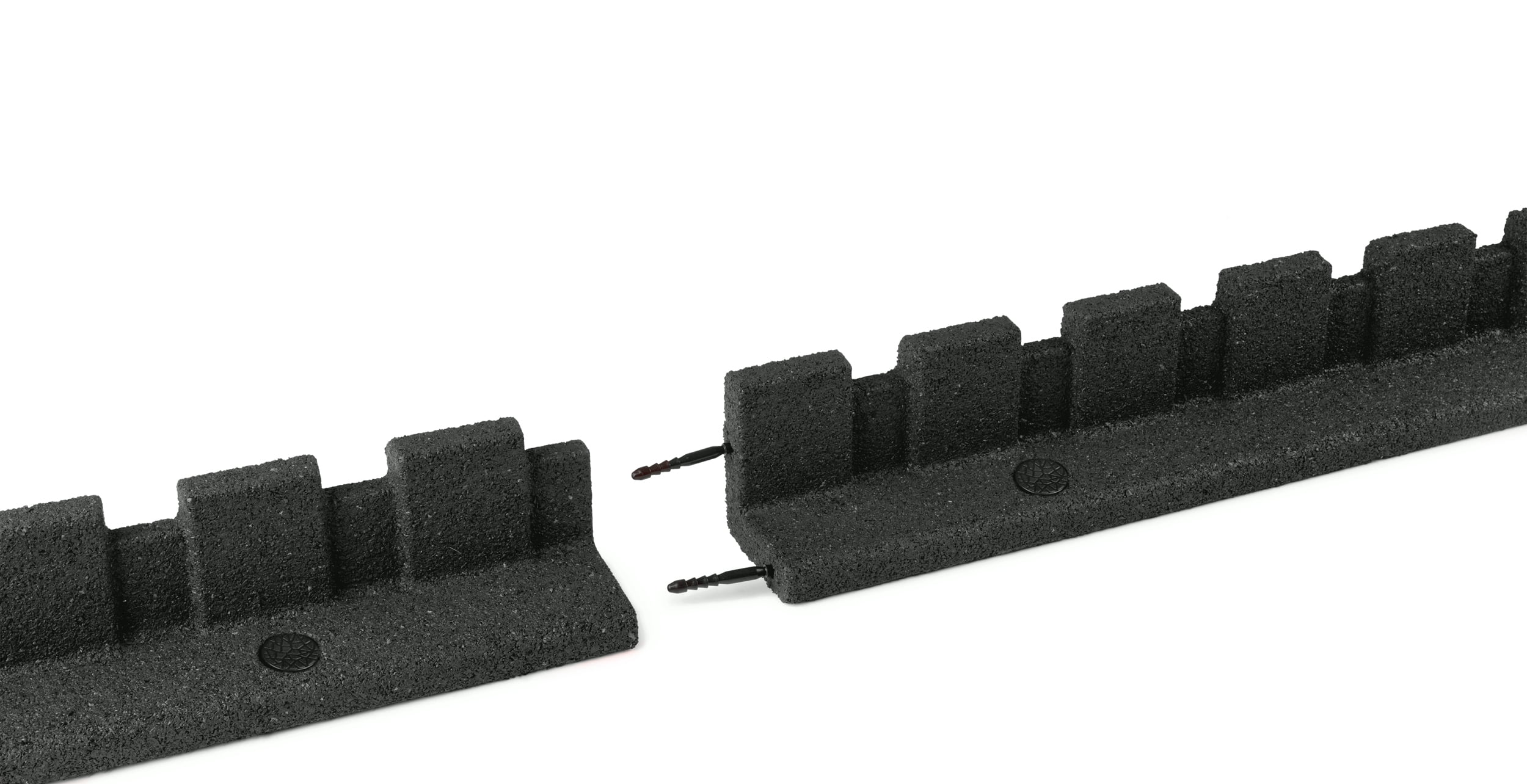 GroundSmart Castle Landscape Edging, 4' Gray Rubber Garden Edging Border, 48 pack