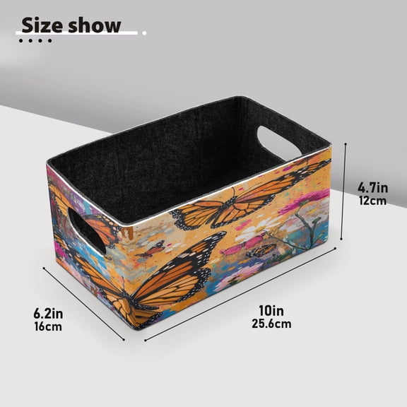 BZSMCE Shelf Baskets Monarch Butterflies Pattern Storage Cube Bins 10.1*6.3*4.7in Set of 2