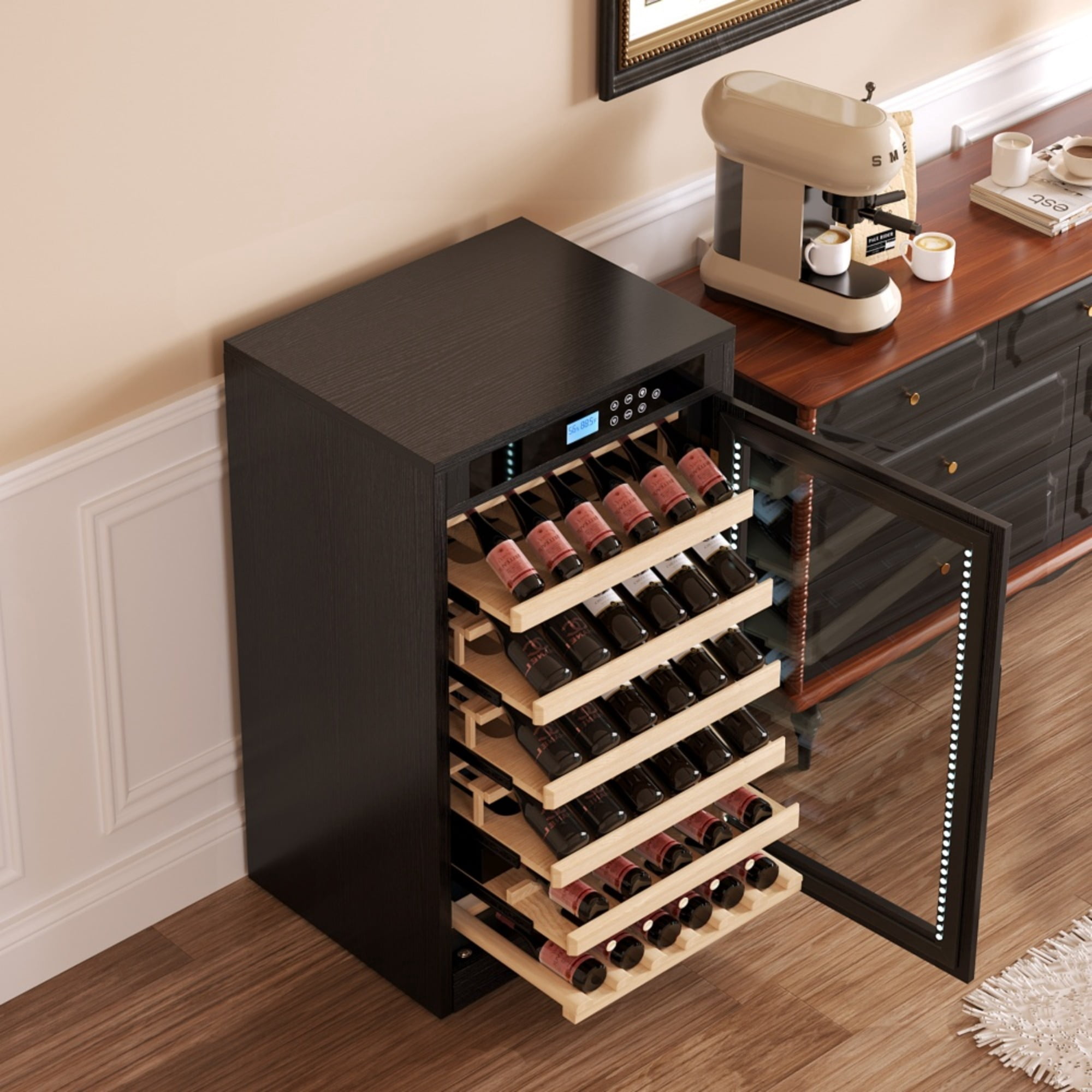 69 bottles LED Touch Screen Display Constant Temperature Black Grape Wine Cooler (LTL carry)