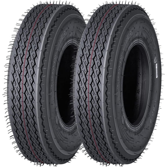 4.80-8 Trailer Tires 6PR Load Range c - Set of 2 All-Season Heavy-Duty Radials with Fuel Saver Design for Campers, Horse, Cargo & Utility Trailers