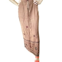 Mogul Women Maxi Skirt, Straight Russet Boho Skirt, Embroidered Summer Skirt, Retro 70s Chic Skirts ML