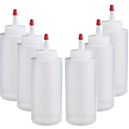 - Kedudes Mini Plastic Squeeze Bottle 6 oz. with Red Tip Caps, Empty Refillable Bottles for Kitchen Arts & Crafts. - Pack of 6