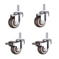 thumbnail image 1 of Ruedas con vástago de 1.5", mini universales Ruedas con rosca + tornillos, ruedas de perfil bajo con capacidad de carga de 96 libras, 4 piezas, con 2 frenos., 1 of 5