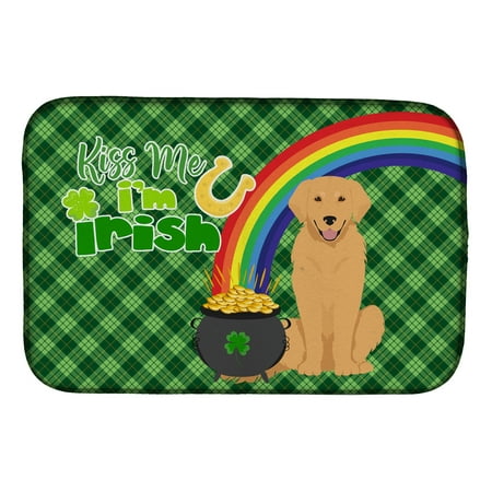 

Gold Golden Retriever St. Patrick s Day Dish Drying Mat 14 in x 21 in