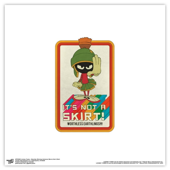 Gallery Pops Looney Tunes - Saturday Morning Cartoons Marvin Not A Skirt Wall Art, Unframed Version, 12" x 12"