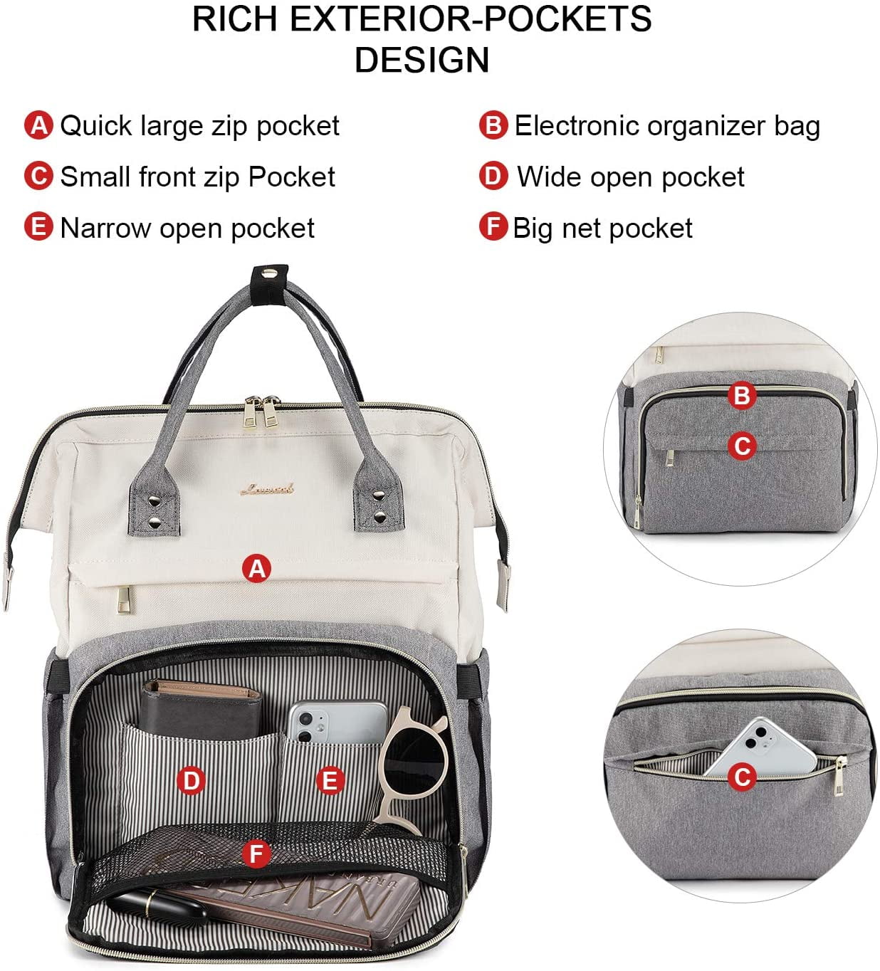 Lovevook Laptop Backpack for Women,17.3" Business Computer Bag Teacher Nurse Backpack Purse with Anti-Thief Pocket, Larger Waterproof Travel Bag College Backpack with USB Charging Port