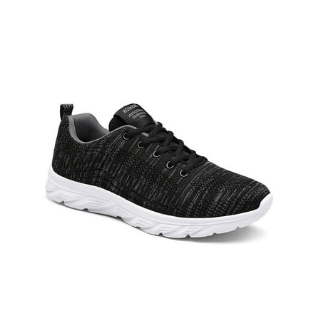 

Crocowalk Mens Sneakers Lace Up Casual Shoes Breathable Flats Lightweight Comfort Walking Shoe Men s Nonslip Round Toe Trainers Black Gray 6