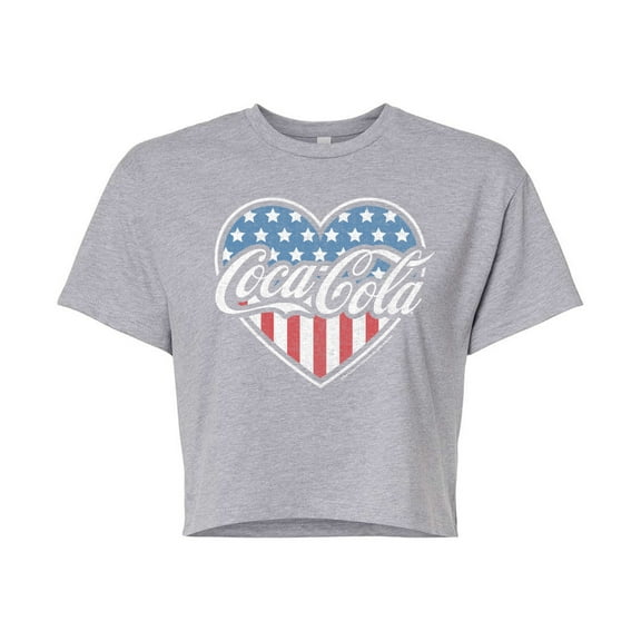 Coca-Cola - USA Heart - Juniors Cropped Graphic T-Shirt