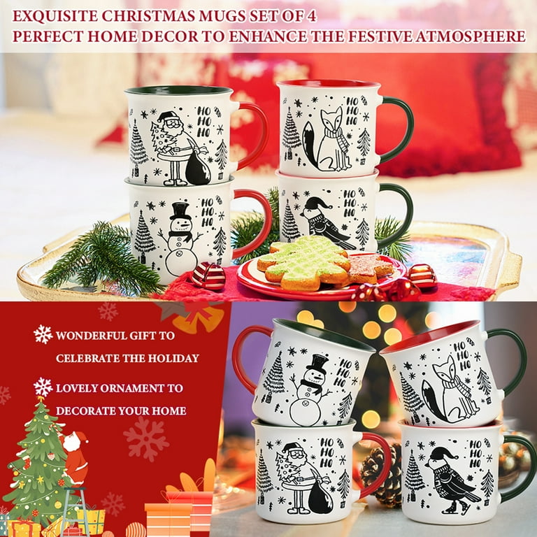 Futtumy Christmas Gifts Mugs, Merry Christmas Mugs Set of 4, White Ceramic  Coffee Mug Cup, 13 fl oz