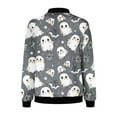 thumbnail image 4 of WXLWZYWL Womens Halloween Bomber Jacket Trendy Pumpkin Ghost Bat Spider Floral Print Casual Coat Zip Up Outerwear Windbreaker with Pockets Stand Collar Fall Clothes, 4 of 5