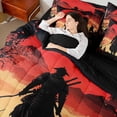 thumbnail image 4 of Homewish Japanese Theme 7-Piece Bedding Comforter Set,Black Samurai King Bedding Sets,Orange Natural Landscape Sunset Bed Sheets For Adult,Ultra Soft Home Decor Reversible, 4 of 8