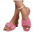 thumbnail image 5 of IUJSOY Women's Slide Sandals Square Open Toe Slip on Comfortable Mules Low Heel Dress Shoes, 5 of 9