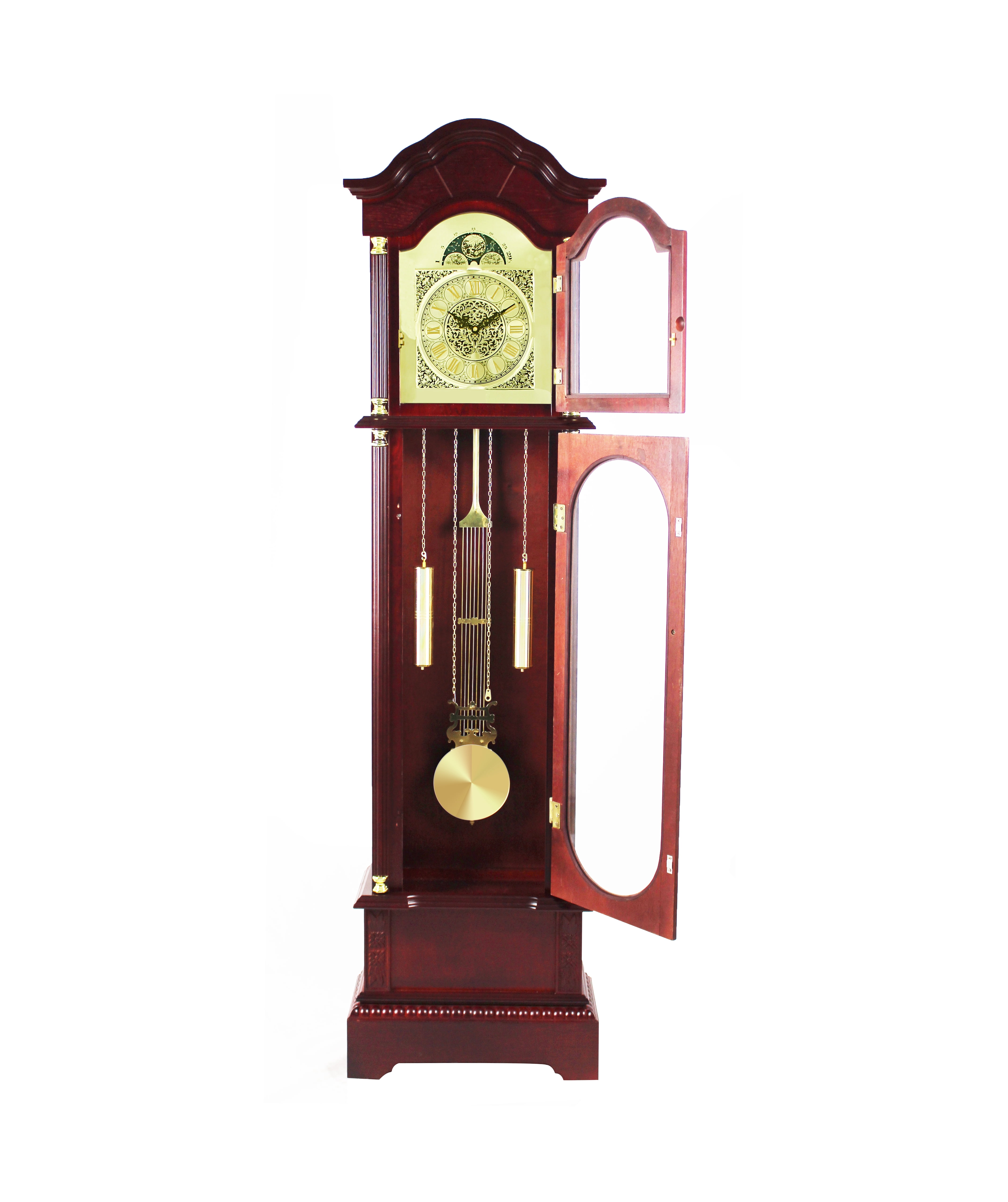 72" Floor Standing Grandfather Clock Cherry Finish