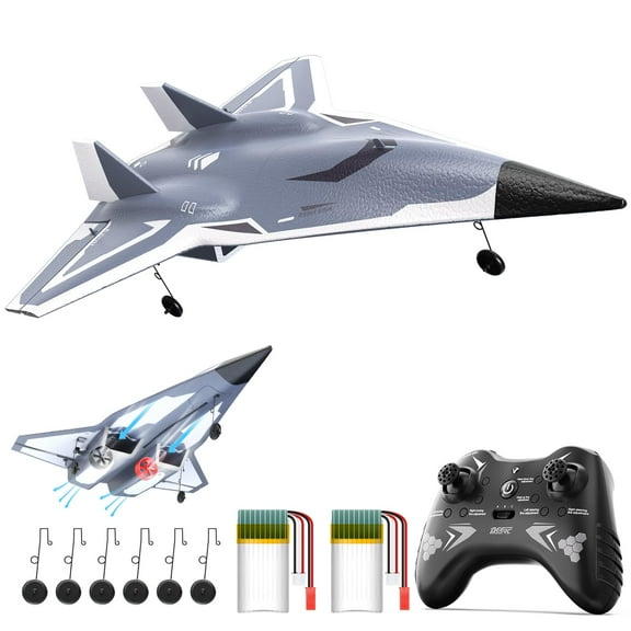 DEERC RC Plane 4 Channels Remote Control Airplane, Twin Ducted Fans Aerobatic RC Jet, with 2 Brushed Motors,3 Flight Modes,3 Lipo Batteries,2.4GHz RTF Glider Hobby Plane for Advance Player&Adults