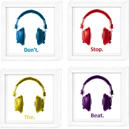 Earphones 8" x 8" Framed Prints, Set of 4