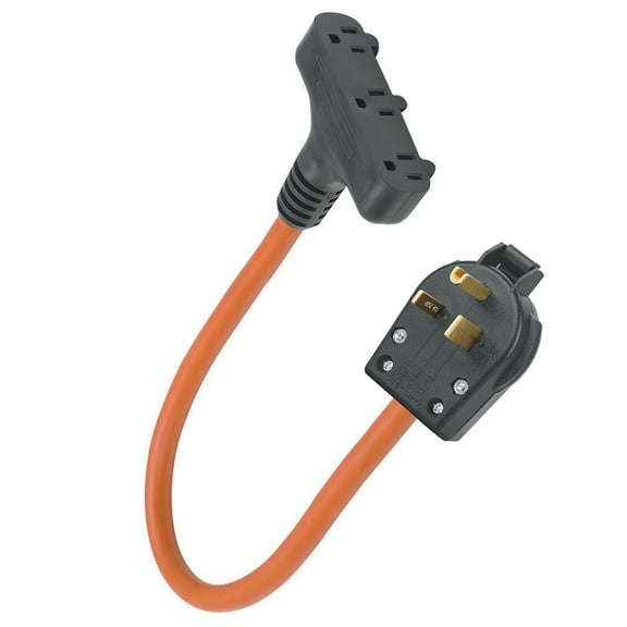 2 Ft. NEMA 6-50P Welder Plug Adapter to Triple Tap NEMA 5-15R 3 Outlet Extension Cord