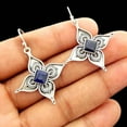 thumbnail image 2 of Minimalist Earrings With Sapphires - Openwork Carved Flowers Design for Elegant Style, 2 of 4